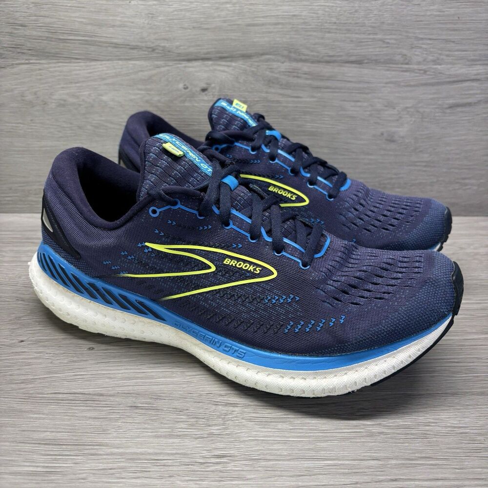 Brooks Glycerin 19 Blue Yellow Athletic Low Running Shoes Sneaker Men Sz 10.5 D